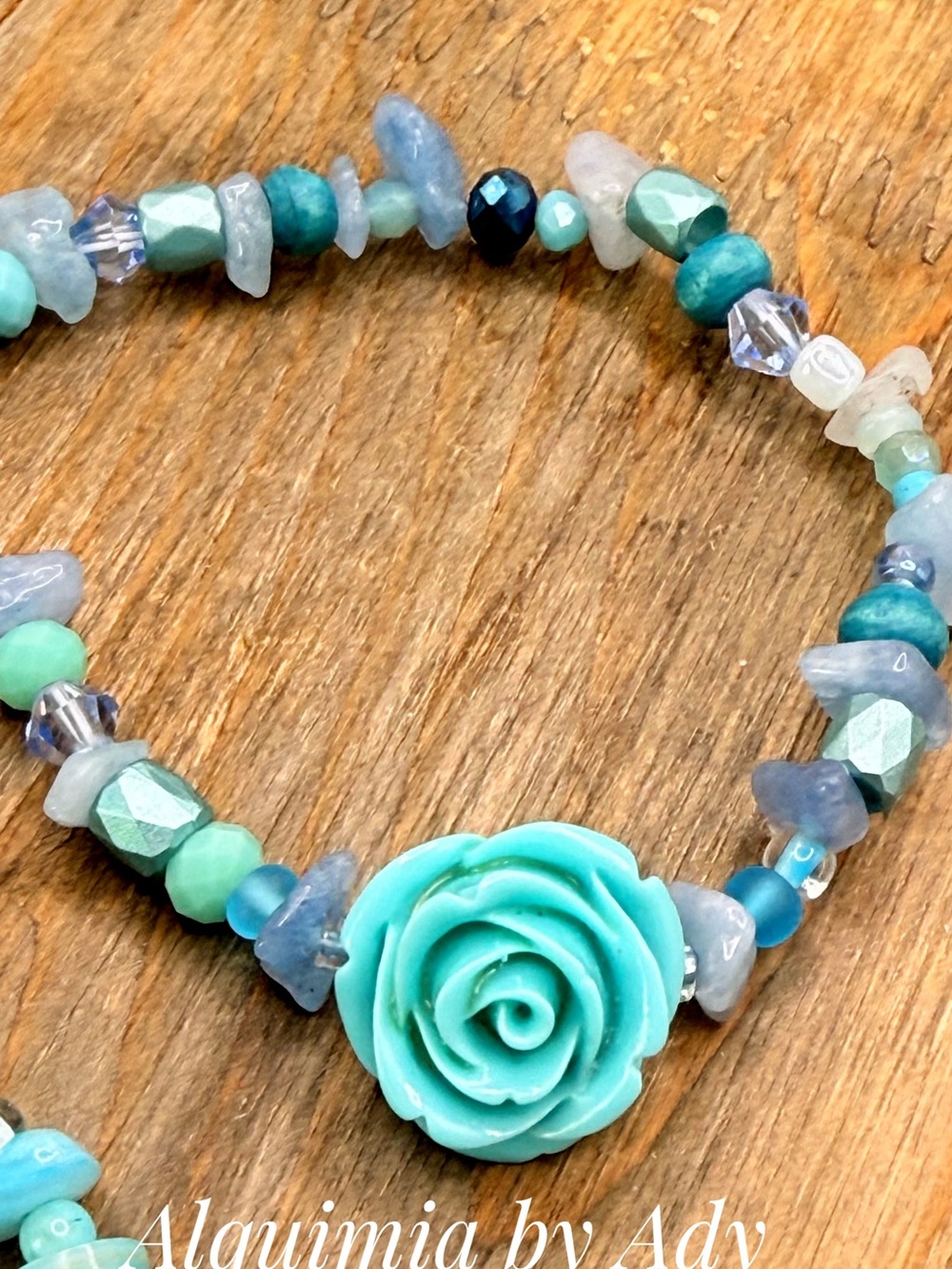 Alquimia Turquoise Rose Beaded Stretch Bracelet